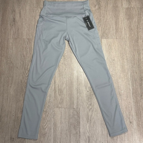 New Grey Leggings W/ Side Pockets Size S/M - Picture 2 of 7